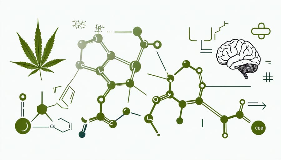 Diagram of CBD interaction with brain's endocannabinoid system